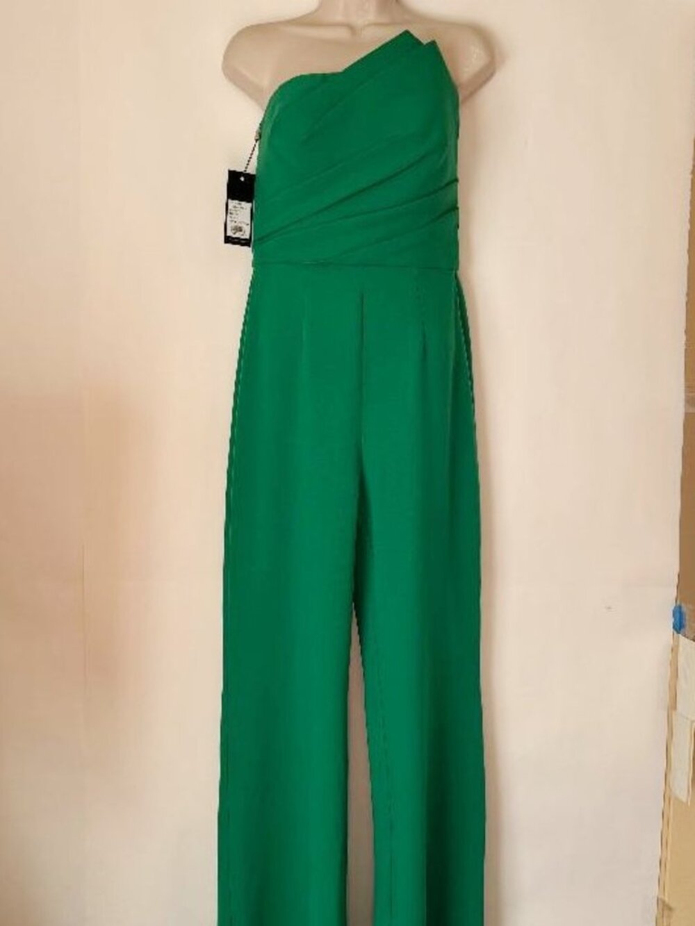 NWT Tadashi Shaji Emerald Green Strapless Wide-Leg Jumpsuit XS/2 | Retail $240